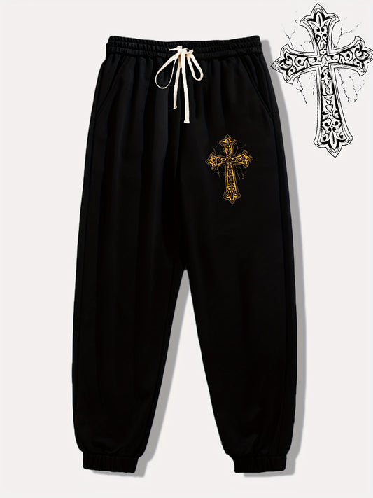 Pattern Print Drawstring Sweatpants Loose Fit Casual Joggers