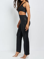 Women's Backless Flare Leg Jumpsuit