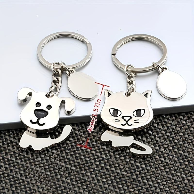 Cute Animal Keychain Puppy Cat Metal Keyring