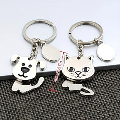 Cute Animal Keychain Puppy Cat Metal Keyring