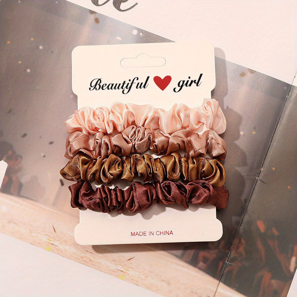 4pcs Satin Hair Scrunchie Head Band Set for Women Girls