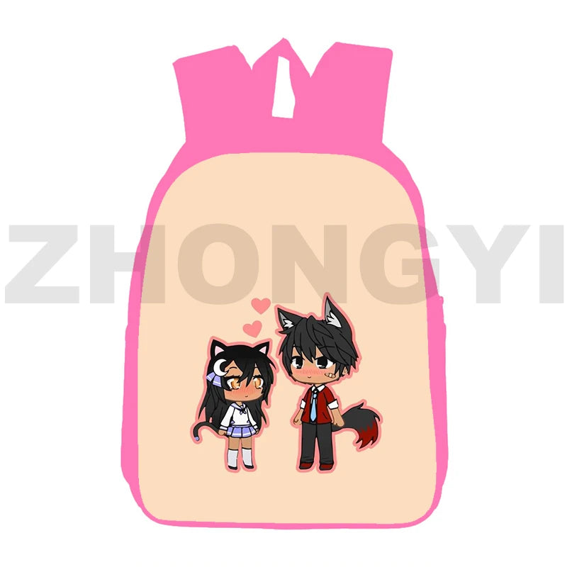 12/16 Inch Aphmau Backpacks for Teen Girls 3D Anime Pink