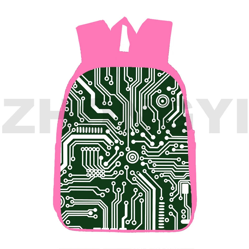 16 Inch Electronic Chip Backpack Schoolbag Anime Pink Bookbag Laptop