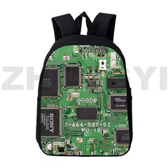 12/16 Inch Circuit Chip Schoolbag 3D Print Electronic Chip Backpack Bag