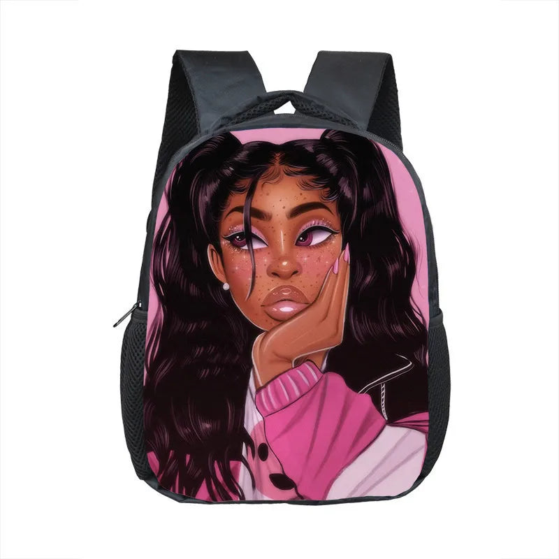 12 Inch Afro Girl Kindergarten School Bag