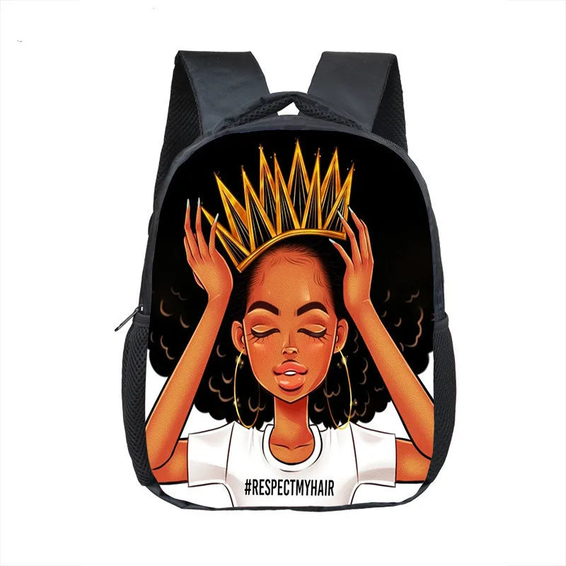 12 Inch Afro Girl Kindergarten School Bag