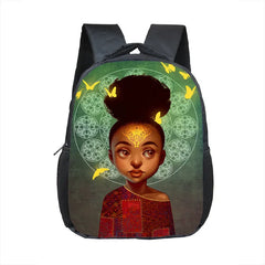 12 Inch Afro Girl Kindergarten School Bag