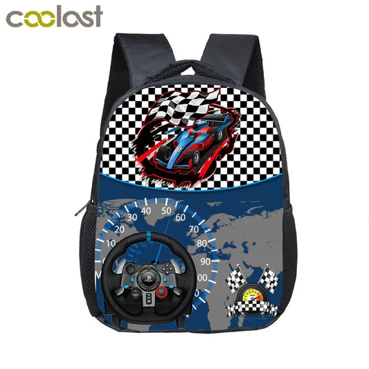 12 Inch Racing Car Toddler Backpack Kids School Bag Kindergarten