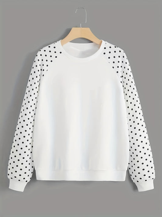 Polka Dot Pullover Sweatshirt for Women