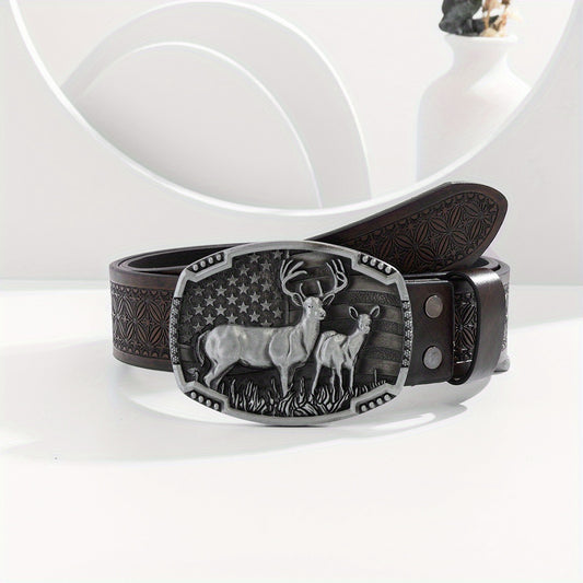 Retro Buckle Belt for Men Denim Jeans Casual Daily Clothing Accessories