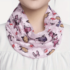 Lace Floral Butterfly Print Scarf Thin Breathable Neck Gaiter Warm Elastic