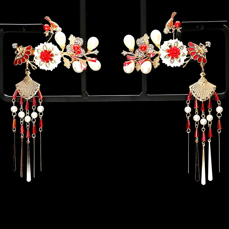 Hanfu Hair Clip Faux Pearl Butterfly Tassel Hairpin