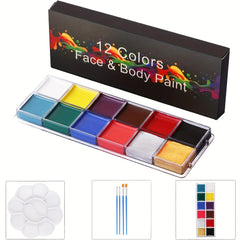 12 Colors Halloween Makeup Face Paint Body Paint Palette Professional