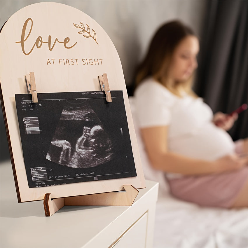 Creative Wooden Ultrasound Photo Frame Pregnancy Announcement Sign Room Decor