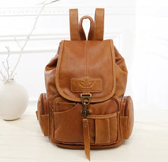 Vintage Leather Backpack Lady Leisure Bag