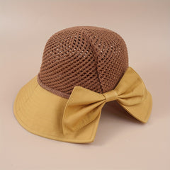 Bowknot Hollow Stitching Bucket Hat Sunscreen Beach Hat