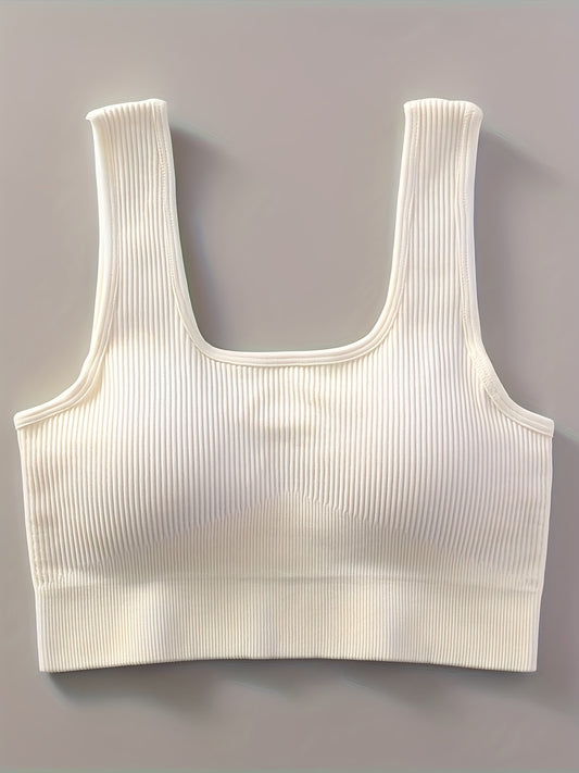 Women's Ribbed U Neck Sports Bra & Shorts Set for Yoga & Fitness