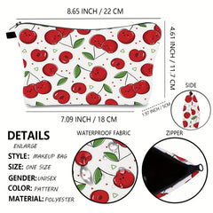 Cherry Printed Makeup Bag Waterproof Toiletry Storage Bag