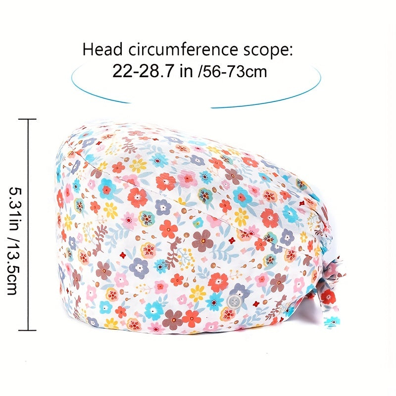 Cartoon Animal Print Work Cap Elastic Nurse Hat Women's Scrub Cap