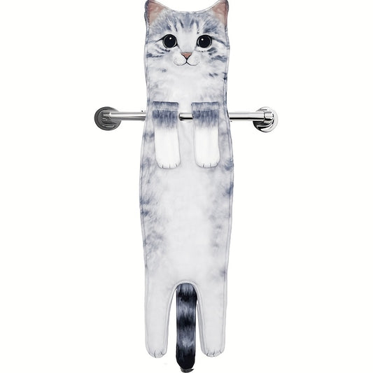 Cat Pattern Hanging Towel, Funny Decorative Fingertip Towel