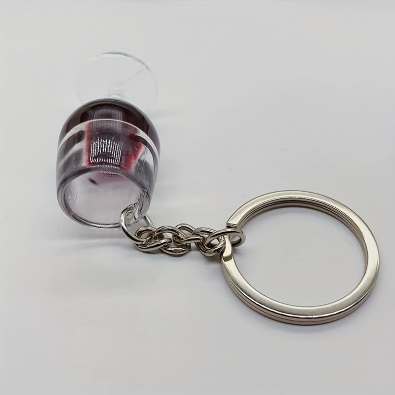 Resin Red Wine Cup Keychain Novelty Charm Pendant