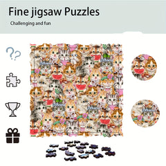 Watermelon Cat Wood Puzzle 5.78in DIY Artistic Jigsaw Birthday Halloween Gift