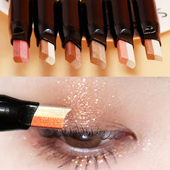 Two Tone Eyeshadow Stick Eye Brightening Pearly & Glitter Brown Golden Tone