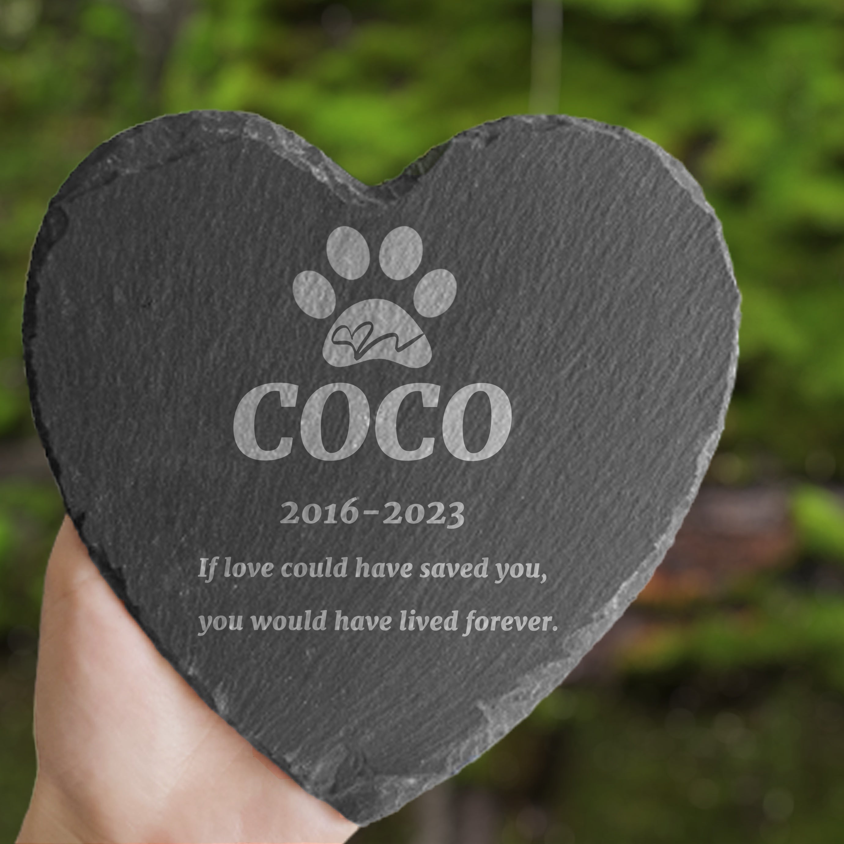 Personalized Pet Memorial Stone Engraved Heart Rock with Pet's Name