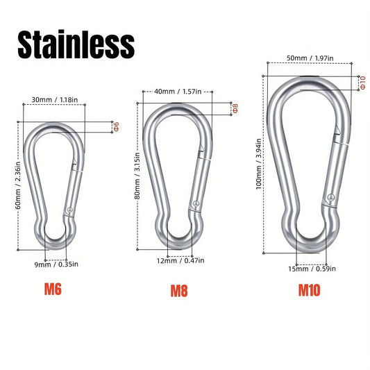 Assorted Sizes Stainless Steel Carabiner Heavy Duty Clips