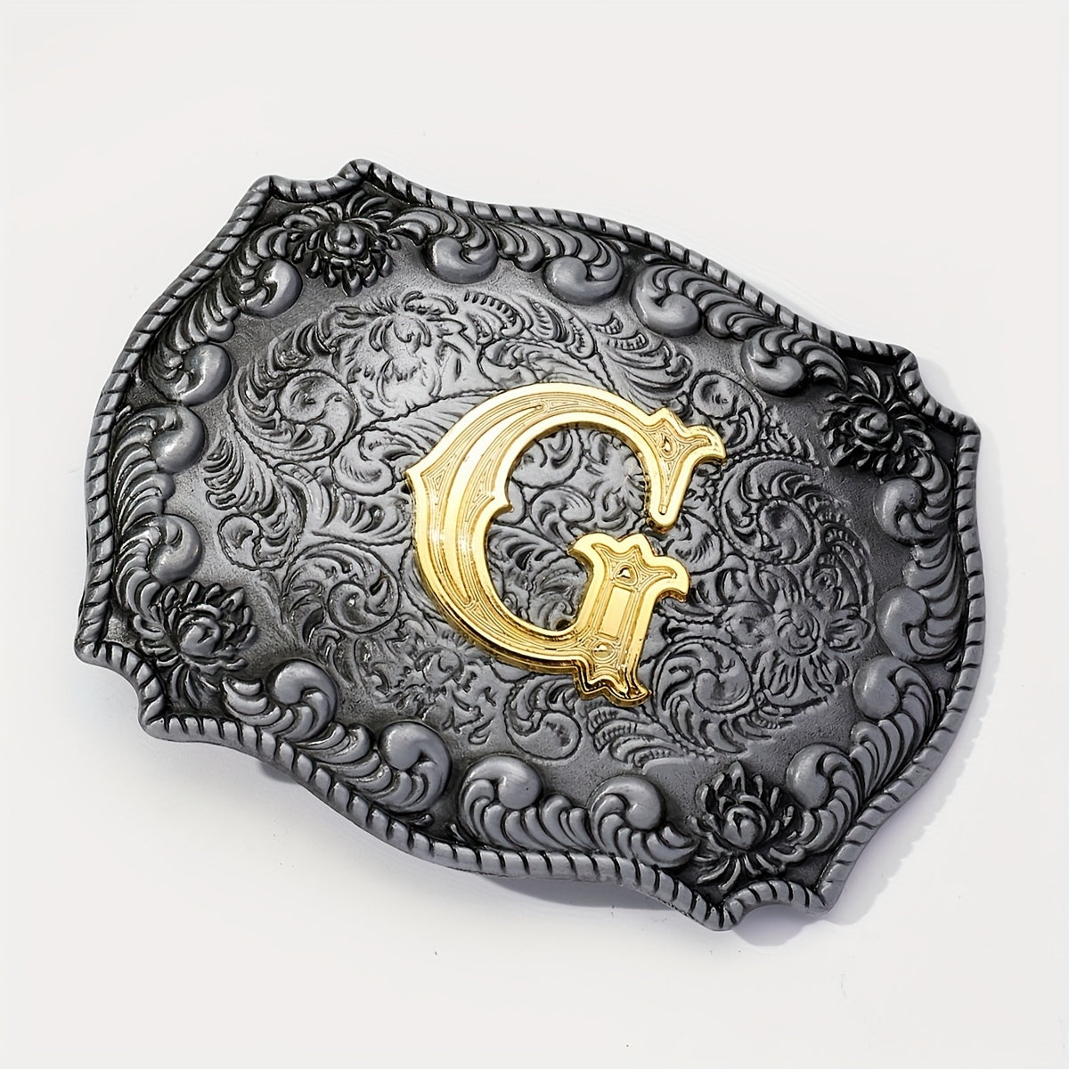 Vintage Flower Engraved Western Belt Buckle