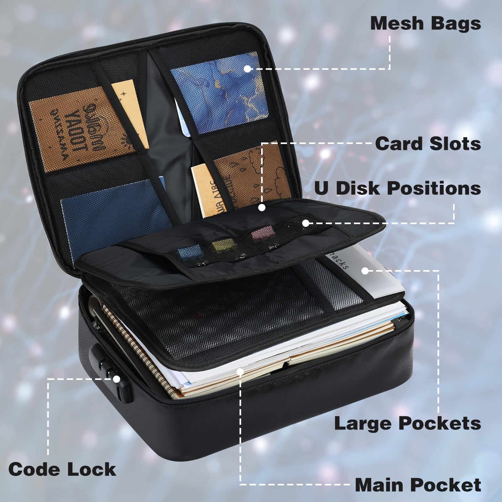 Fireproof Storage Box Lock Waterproof Documents Valuables Room Decor