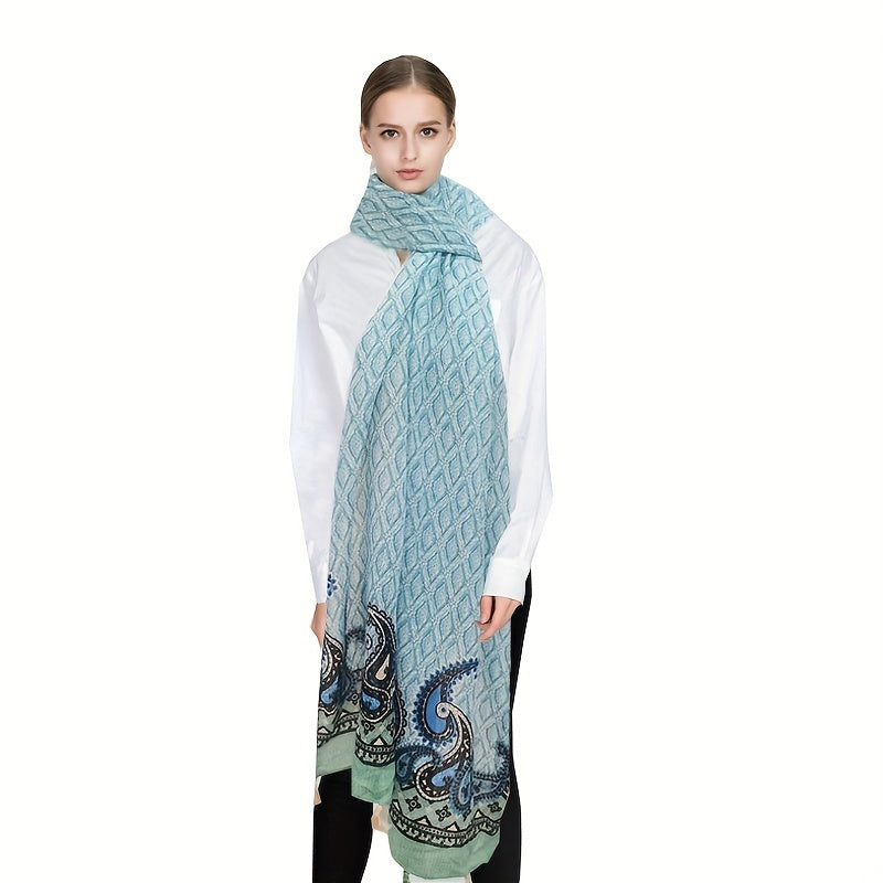 Paisley Fringe Trim Scarf Shawl Wrap Head Wrap Gift For Mother's