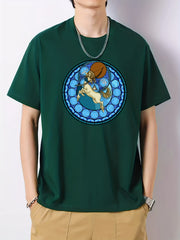 Zodiac Pattern Print Men's Graphic Crew Neck Tshirt