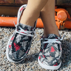 Women's Christmas Tree Printed Slip-On Shoes Lightweight Flat Shoes