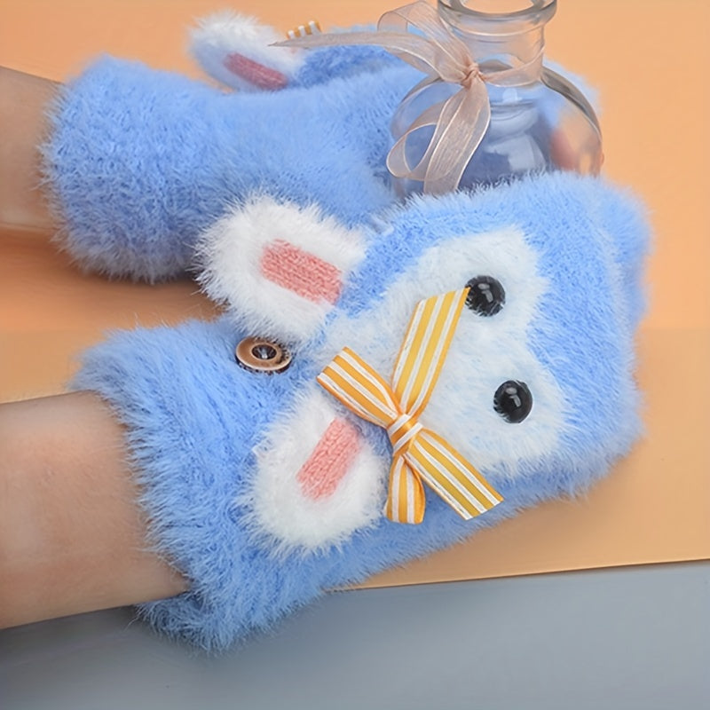 Kids Waterproof Half-finger Warm Gloves 6-15 Years