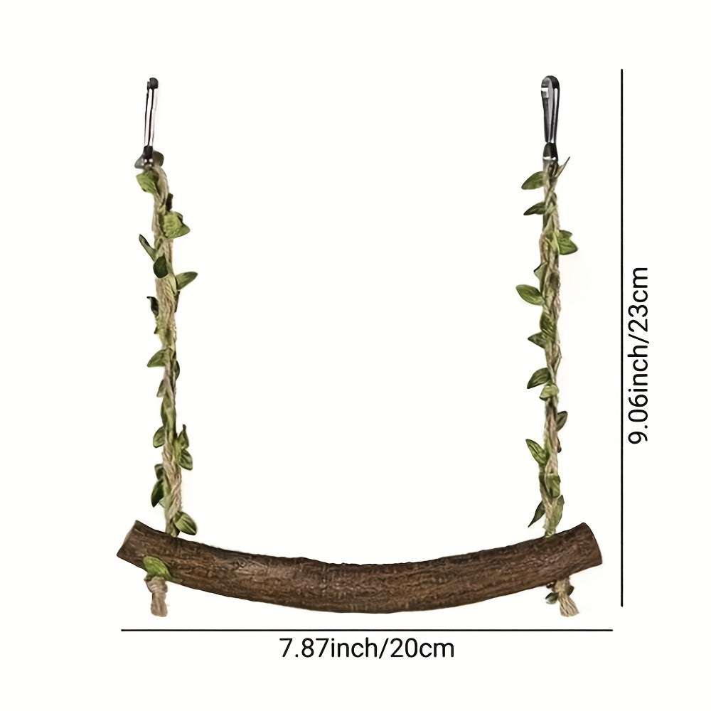 Solid Wood Parrot Swing Toy for Peony Cockatiel Budgerigar