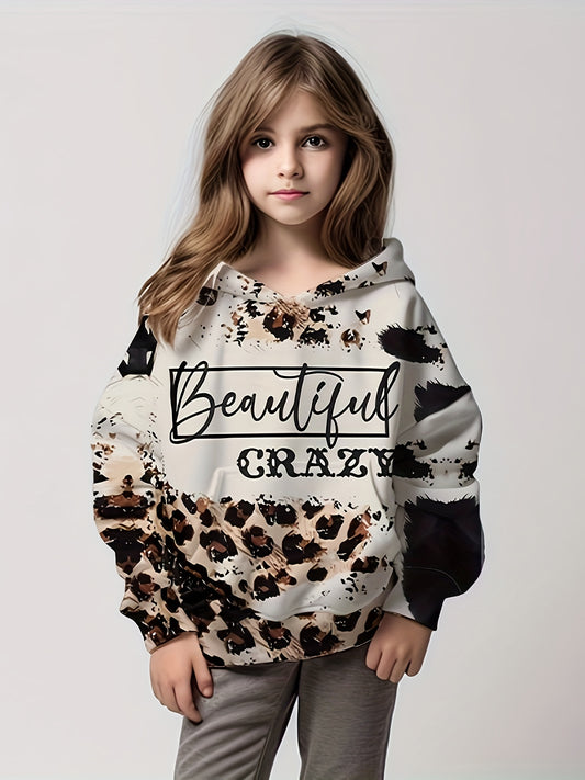 Leopard Print Hoodies Girls Comfy Pullover Kids Clothes
