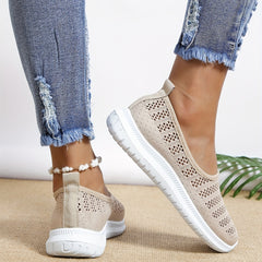 Women's Hollow Out Knit Flat Shoes Slip On Mesh Lightweight Casual Outdoor Shoes
