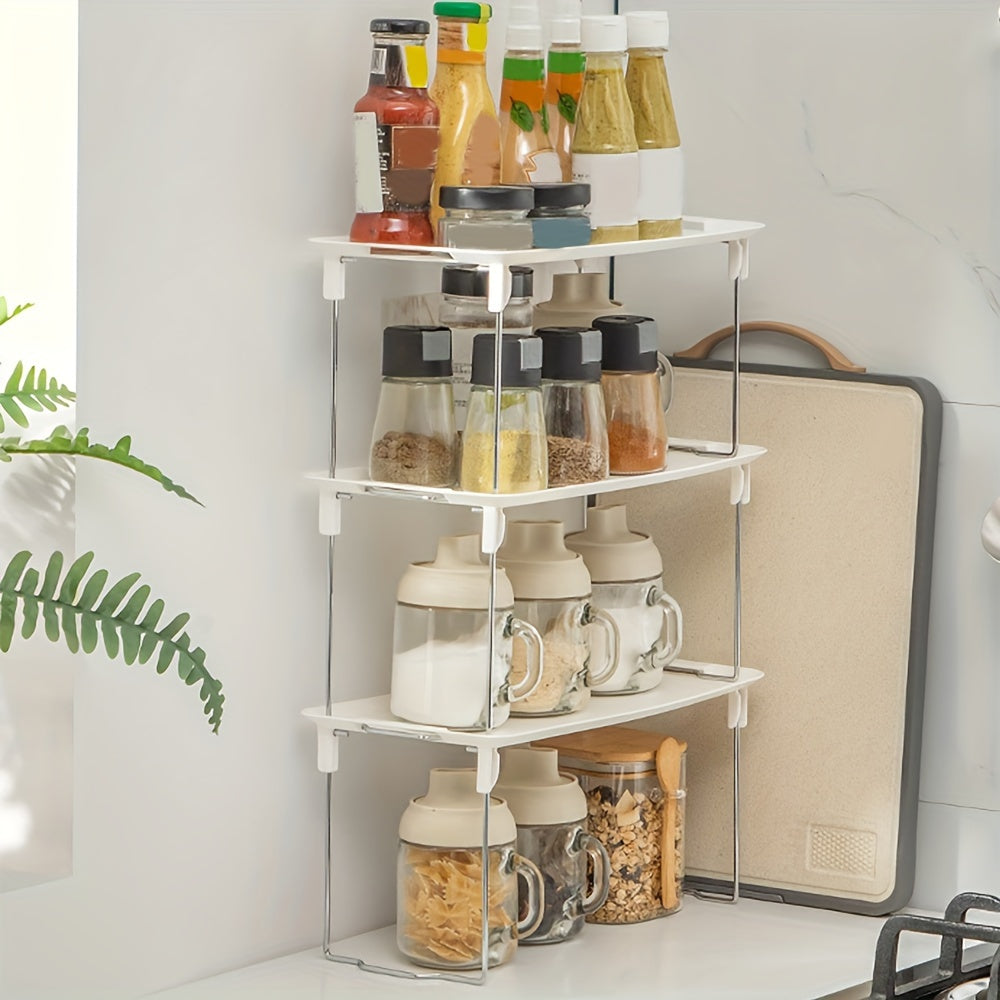 1pc Plastic Storage Rack Foldable Office Desktop Shelf