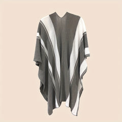 Double Colors Knitted Shawl Warm Windproof Cardigan Casual Outdoor Shawl