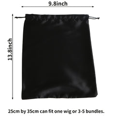 2pcs Large Satin Wig Bags for Hair Storage and Travel Drawstring Pouches