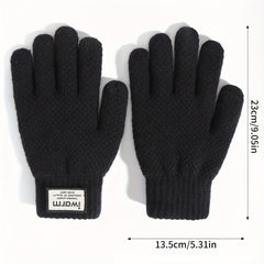 Knitted Gloves Thickened Plus Velvet Warm Touch Screen Non-slip Gloves