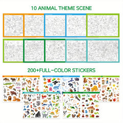 Animal Sticker Adventure Book - 10 Mysterious Scenes