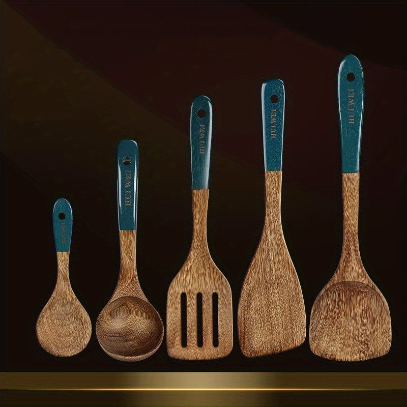 Wooden Utensil Set Kitchen Tools Non Stick Cooking Turner Spatula Spoon