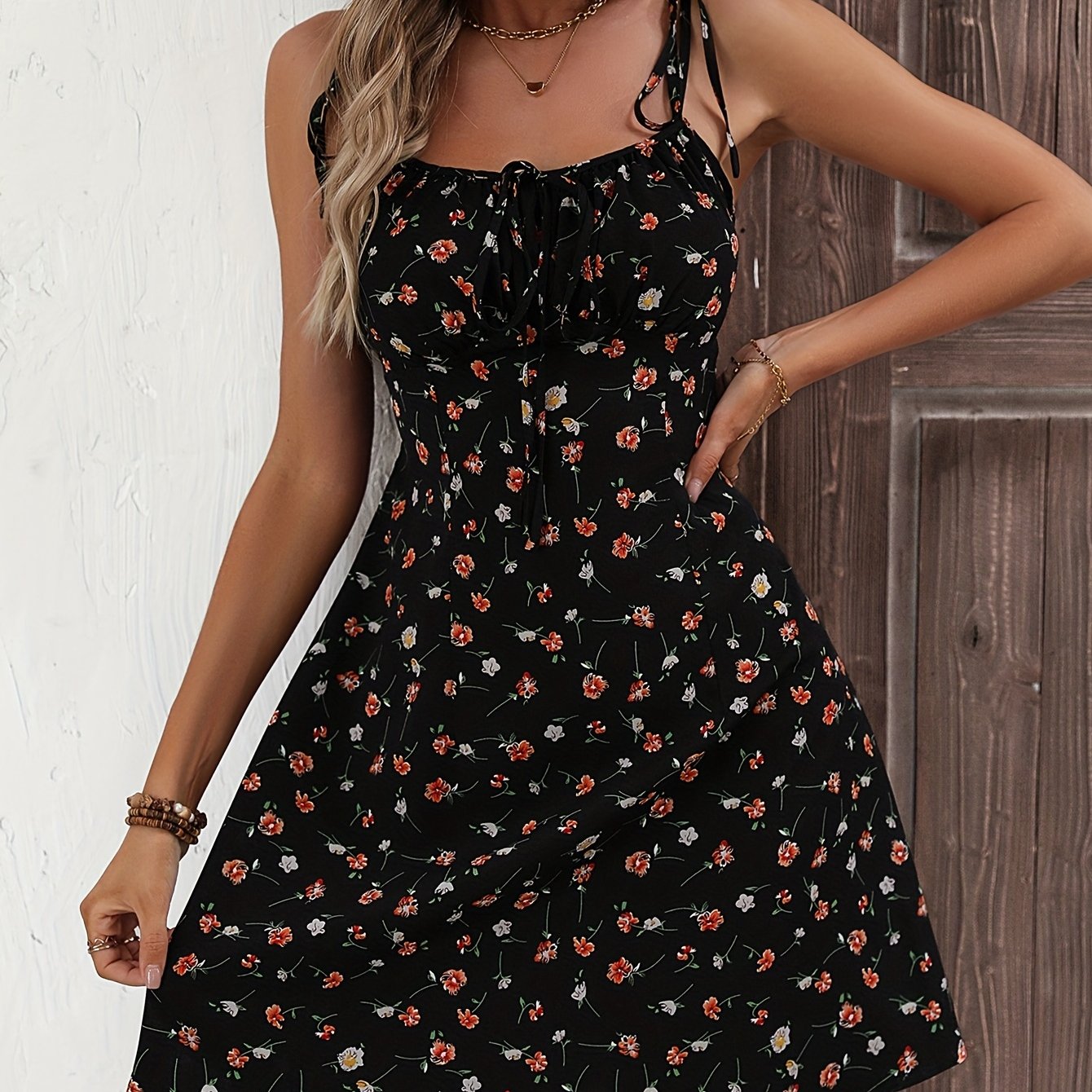 Floral Print Mini Cami Dress for Summer & Spring