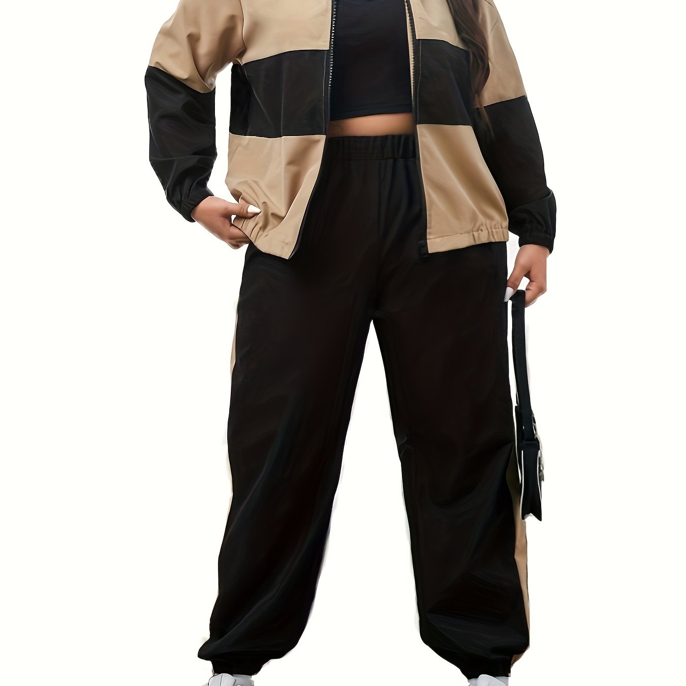  Colorblock Zip Up Hoodie & Pants Set