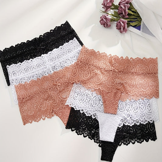6 Pack Women's Plus Floral Lace Hipster Panties Set