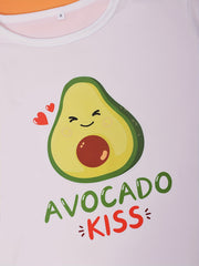 Avocado Print Pajama Set Short Sleeve Crew Neck Top & Elastic Waistband Pants