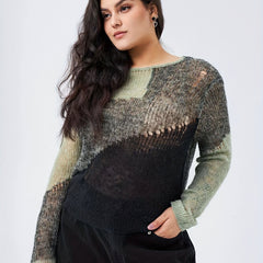  Colorblock Round Neck Pullover Sweater