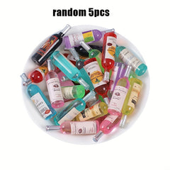5pcs Mini Wine Bottles Cake Toppers Funny Dollhouse Cupcake Topper Set